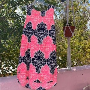 Pink and Navy Print Dress